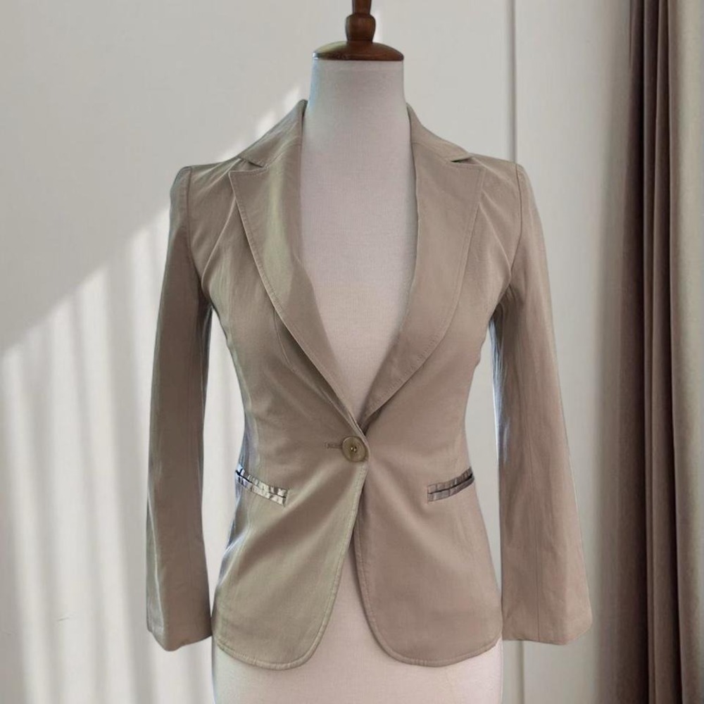 INDIVI Beige Single Button Tailored Blazer Jacket Size 36 Made in‎ Japan Career